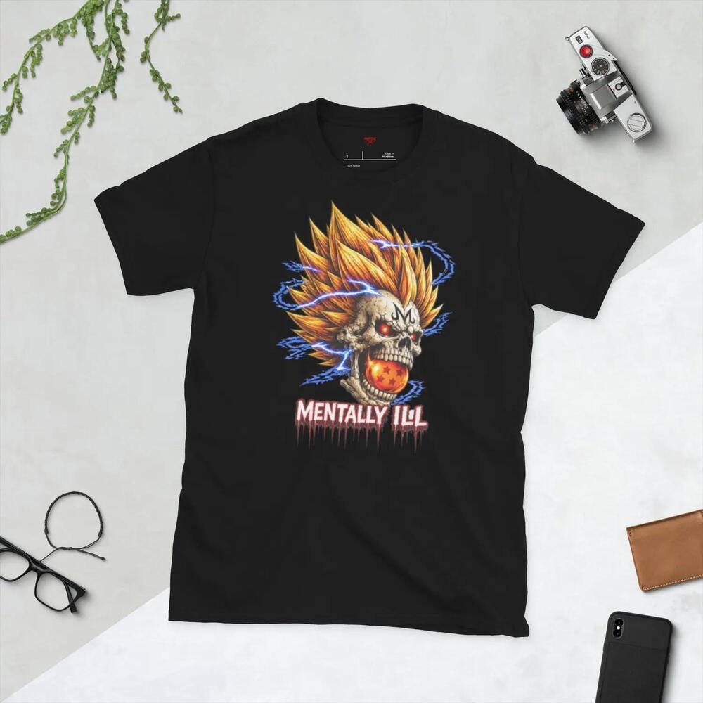 Mentally Ill Skull Saiyan Tee Anime Skull Streetwear Shirt Alternative